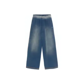 DIESEL Logo Embroidered Wide Leg Sweatpants