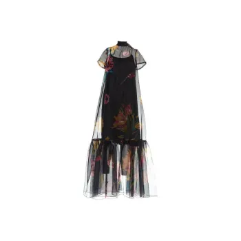Staud Calluna Floral print Semi sheer Maxi Dress