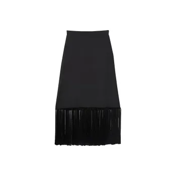 Burberry Leather Long Skirt Women's Black