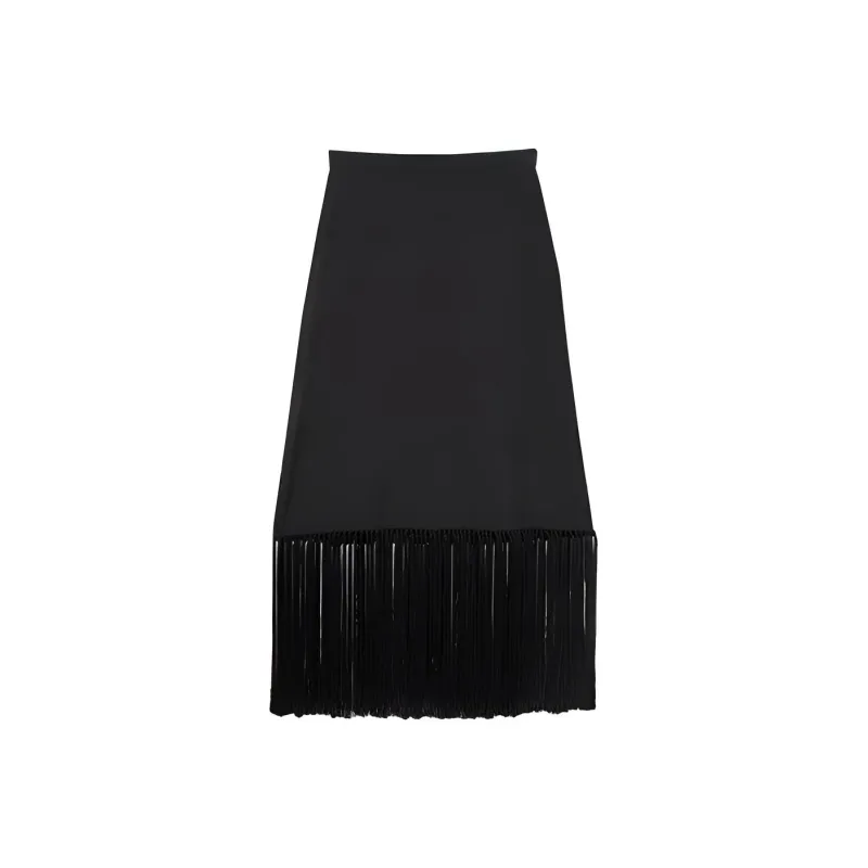 Burberry Leather Long Skirt Women's Black-0