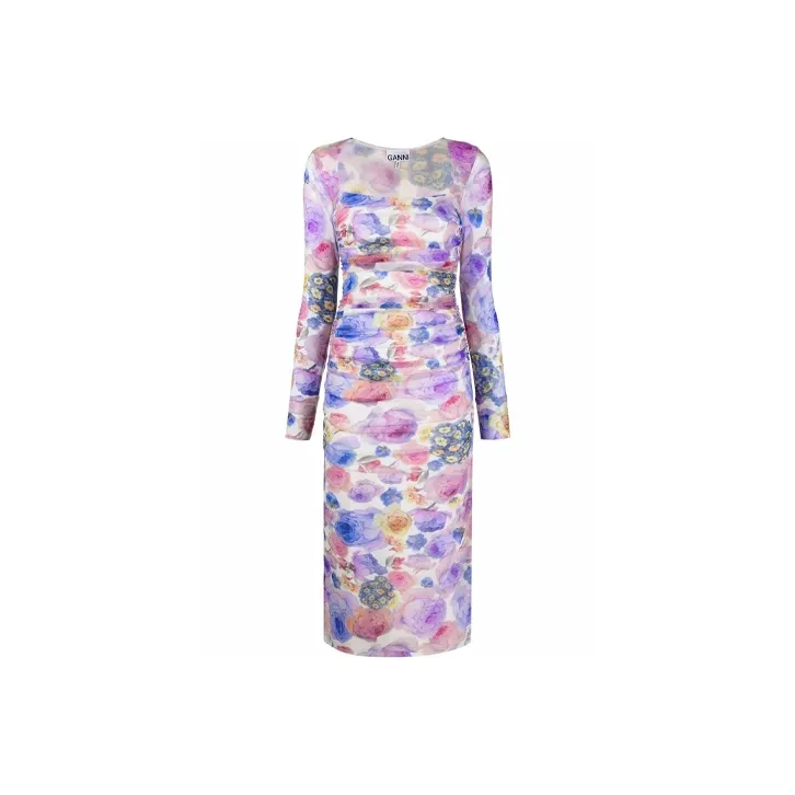 GANNI Long-Sleeved Dresses Women's Purple-0