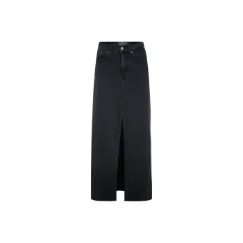 Little Pull Denim Long Skirts Women's Black