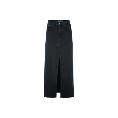 Little Pull Denim Long Skirts Women's Black