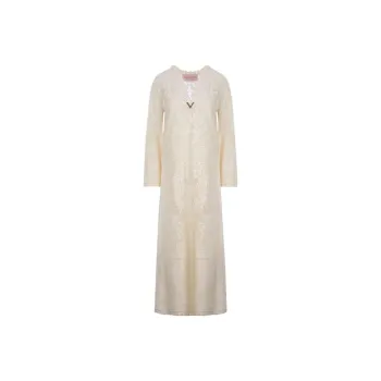 Valentino Logo Plaque Flared Long-Sleeved Dress