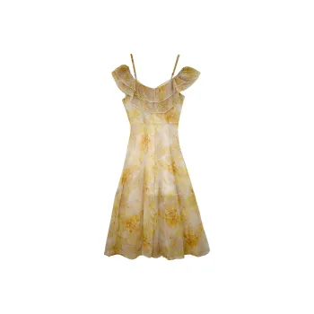 Icicofficial Short-Sleeved Dresses Women's Yellow