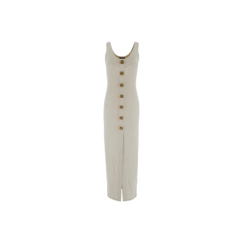 BALMAIN Sleeveless Dresses Women's Beige-0