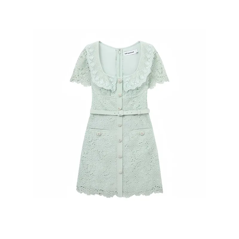 Self portrait Short Sleeved Dresses Women's Mint Green-0