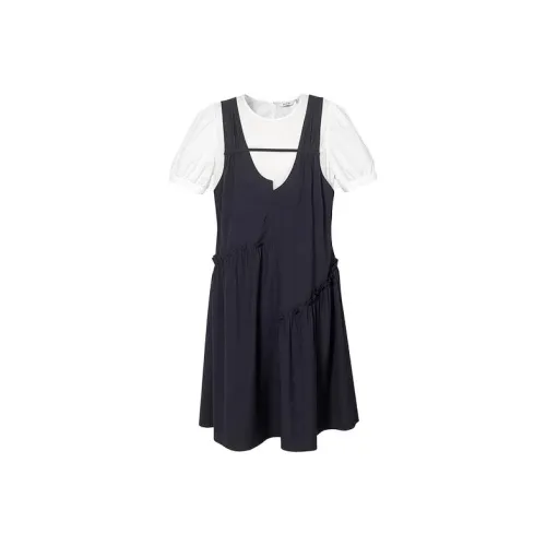 SEIFINI Short-Sleeved Dresses Women's Navy Blue