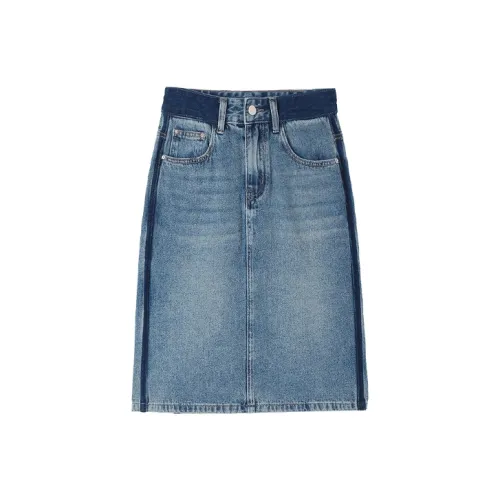 HIPPIEMISS Denim Long Skirts Women's Vintage Blue
