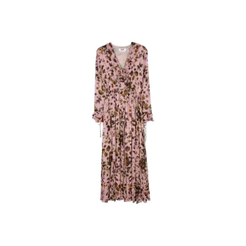 MSGM Abstract Printed V Neck Midi Dress