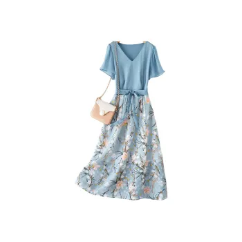 IHIMI Short Sleeved Dress Women's Blue