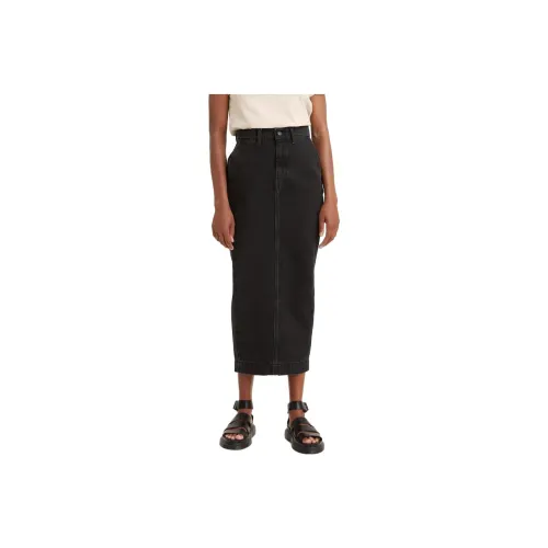 Levis logos/Levi's SS23 WellThread Series Denim Long Skirts Women's Black