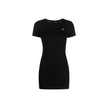 Marine Serre Fine ribbed Organic Cotton T shirt Dress