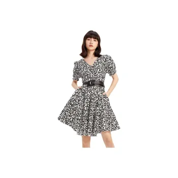 Hopeshow Short Sleeved Dress Women's White With Floral