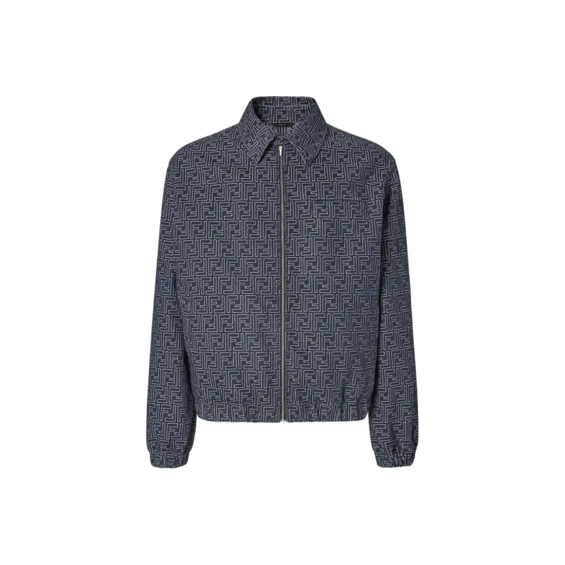 FENDI FF jacquard Denim Bomber Jacket-0