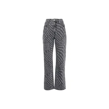Alexander Wang Ez Logo Newsprint Mid Rise Jeans
