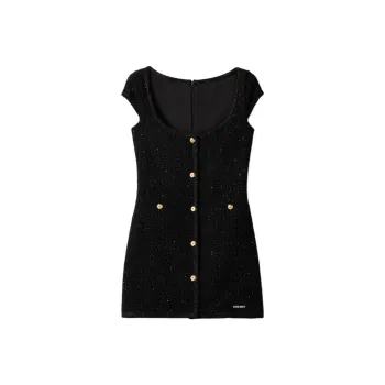MIU MIU Lamé Bouclé Scoop Neck Mini Dress