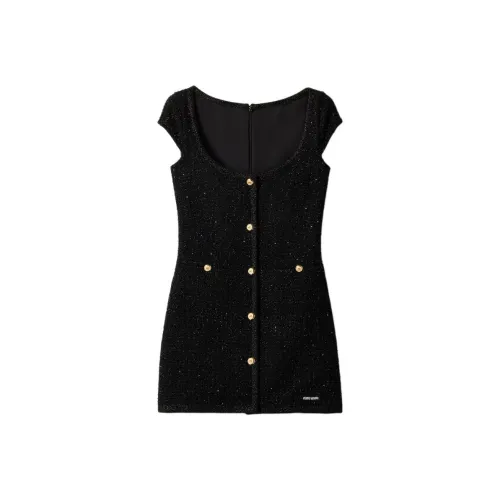 MIU MIU Lamé Bouclé Scoop Neck Mini Dress