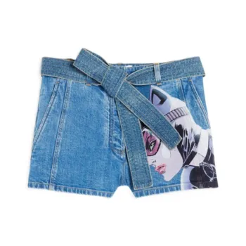 Lanvin X Batman Casual Shorts Women's Light Blue