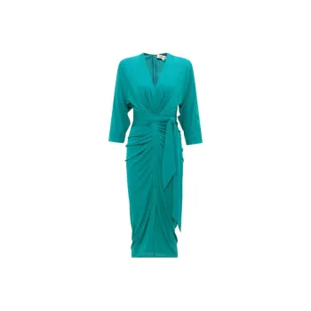 DVF Diane Von Furstenberg Long Sleeved Dresses Women's Emerald Green