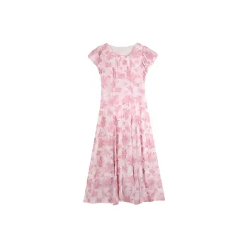 SOLIGHTER Short Sleeved Dress Women's Rose Pink