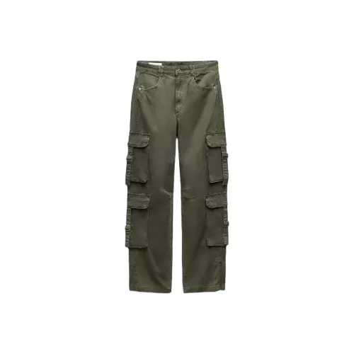 ZARA Cargo ribbed Women's Khaki