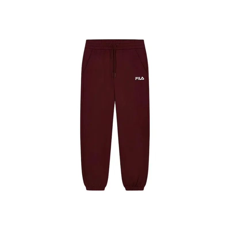 FILA Knitted Sports Pants Women's Fairy Pink Wine Red-0