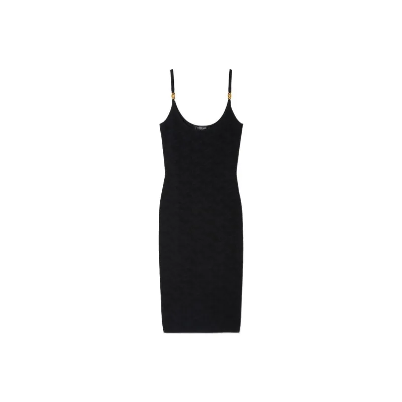VERSACE La Greca Knit Midi Dress 'Pink'-0