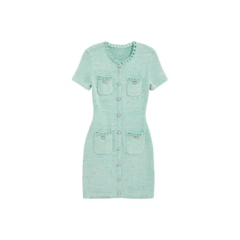 Bebe SS24 Short Sleeved Dress Women's Aqua Blue