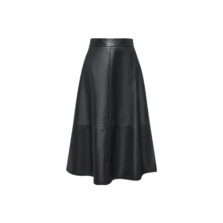 TAMMY TANGS Leather Long Skirts Women's Black-0