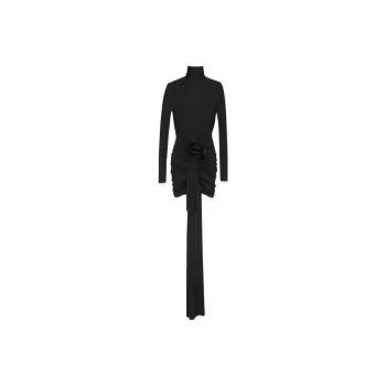 SAINT LAURENT Draped Turtleneck Mini Dress