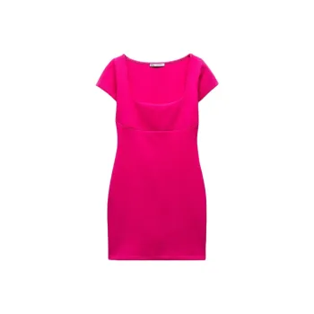 ZARA Short-Sleeved Dresses Women's Dark Purple Red