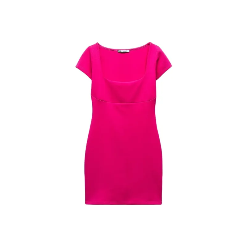 ZARA Short-Sleeved Dresses Women's Dark Purple Red-0