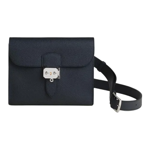 HERMES Sac A Depeches Epsom Leather Shoulder Bag Men's Deep Sea Blue