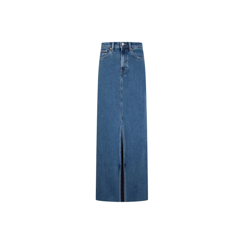 Tommy Hilfiger Denim Long Skirt Women's Dark Denim Blue-0