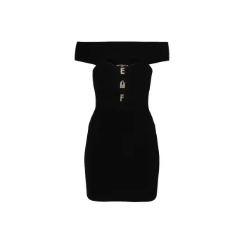 Elisabetta Franchi Logo Lettering Ribbed Mini Dress