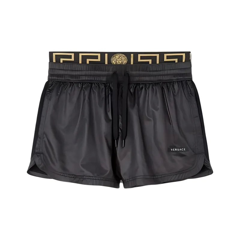 VERSACE Logo Patch Drawstring Shorts-0