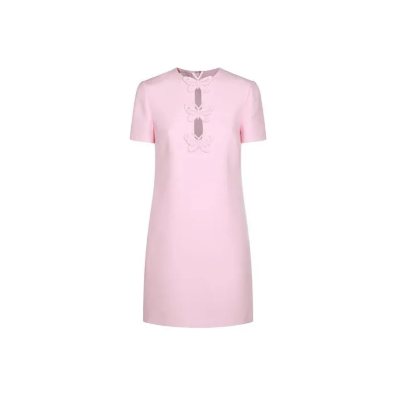 Valentino Cut-Out Butterfly Embellished Short-Sleeved Dress-0