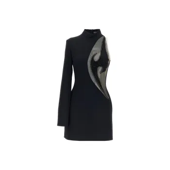 DAVID KOMA One shoulder Bead Embroidery Dress