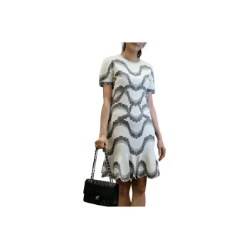 Alexander McQueen Short Sleeved Dresses Women's White Gray
