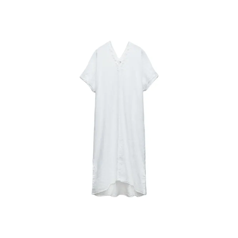 ZARA ZW Series Short-Sleeved Dresses Women's White-0