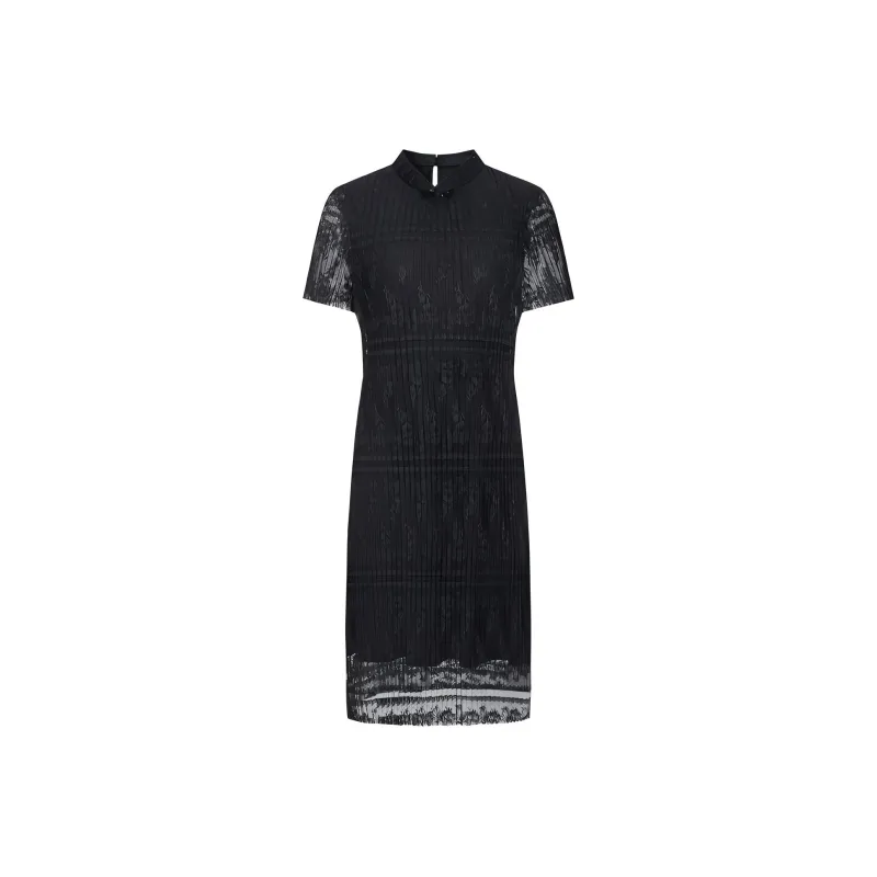 JZ. ANNAKRO Short Sleeved Dresses Women's Plain Black-0