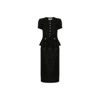 Self-portrait Tinsel-bouclé Midi Dress