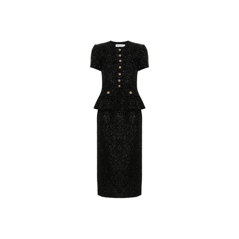 Self portrait Tinsel bouclé Midi Dress-0
