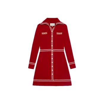 GUCCI Long Sleeved Dresses Women's Red