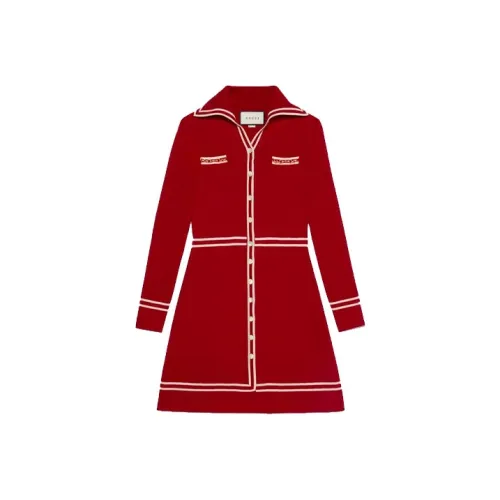 GUCCI Long Sleeved Dresses Women's Red