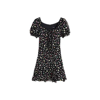 Bebe SS24 Short Sleeved Dress Women's Black Multicolor