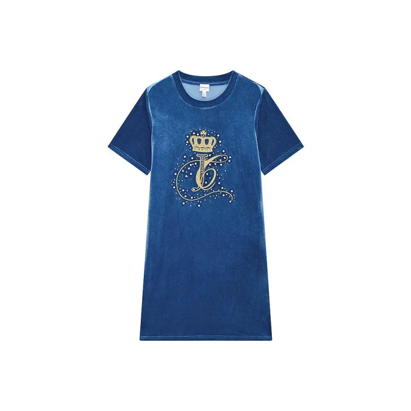 JUZI Short Sleeved Dresses Women's Lake Blue-0