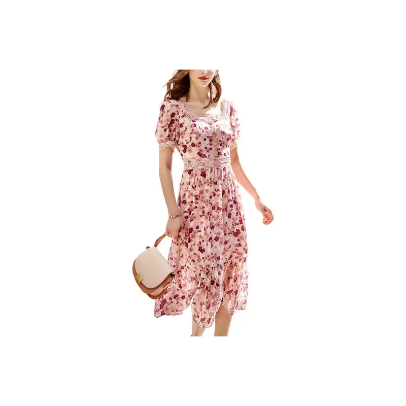 Olrain Short Sleeved Dresses Women's Pink-0