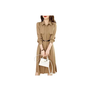 Wbwq Long Sleeved Dresses Women's Khaki